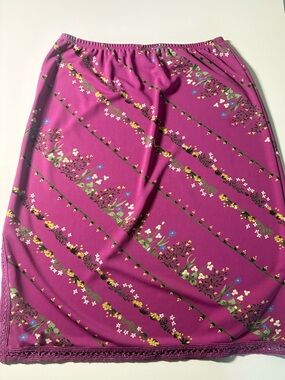 Vintage BCBG Y2K Purple Floral Midi Slip Skirt
